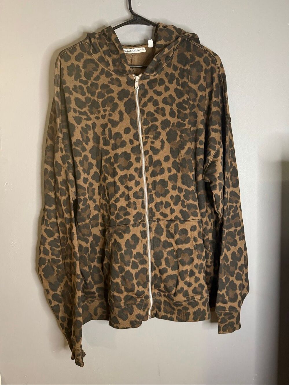 No Boundaries Leopard Print Zip Up Jacket Size Large Tall NWT